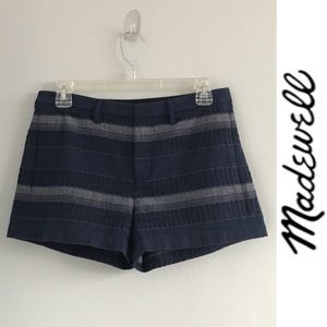 Madewell Striped Textured Shorts in Navy Blue • 2